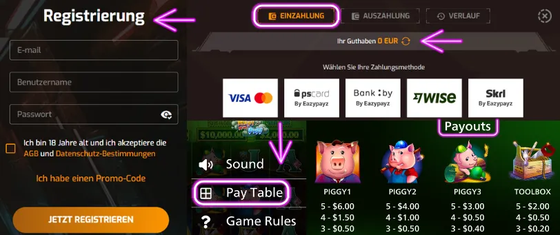 Melden Sie sich an Zahlen Sie
